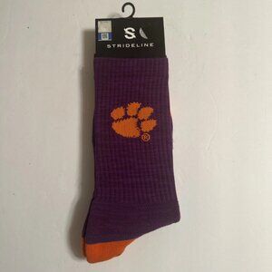 New Strideline Clemson Tigers Knit Crew Socks M/L Mens 8-12 Womens 9.5-13.5